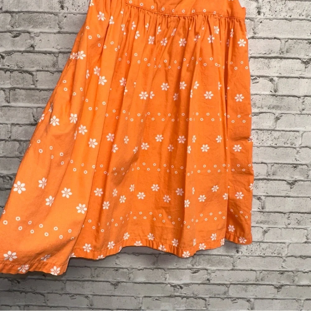 Gymboree Toddler Size 2T Orange Floral Dress Cotton Sleeveless Bows